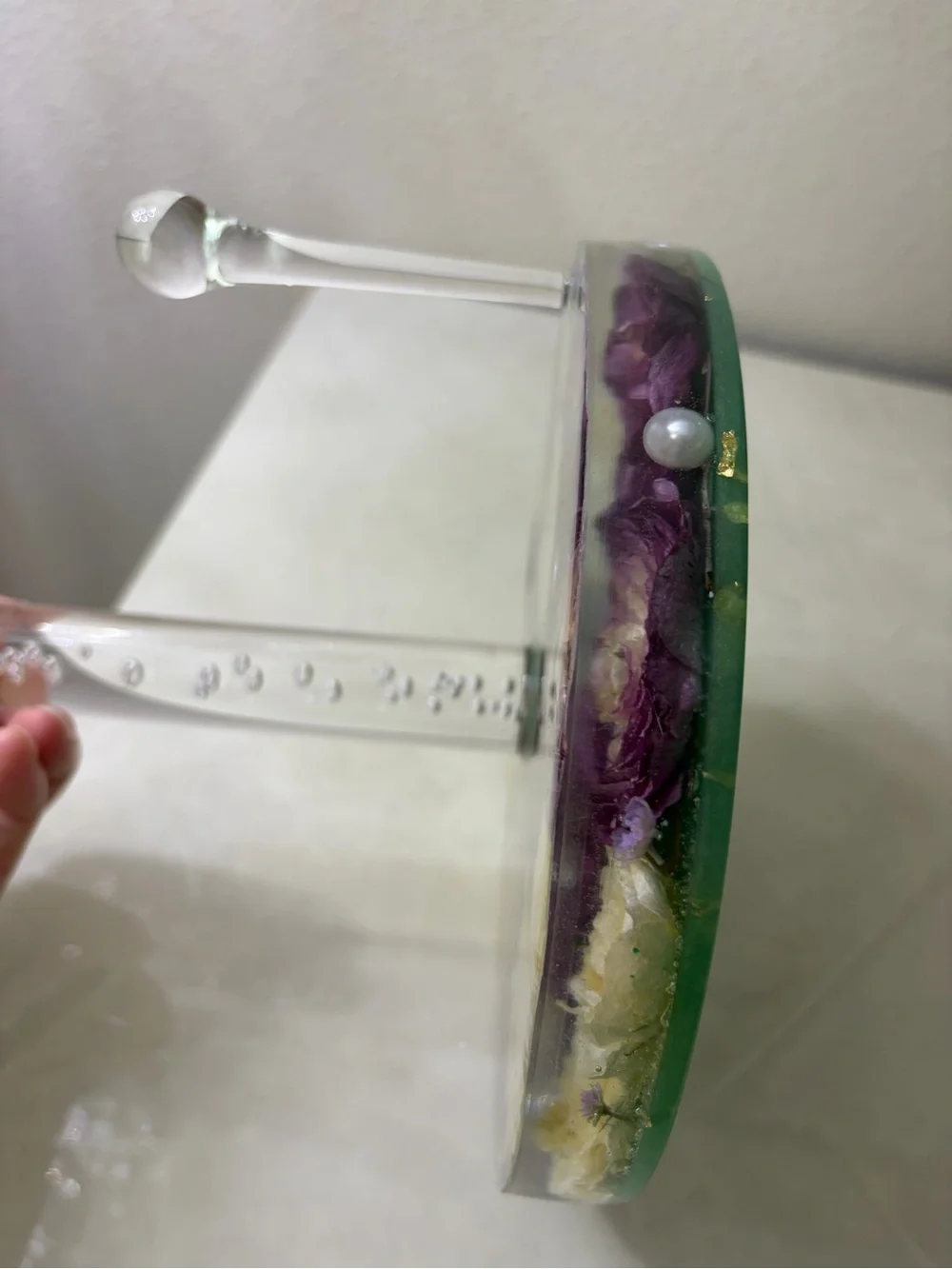 Purple & Cream Floral Resin Paper Towel Holder